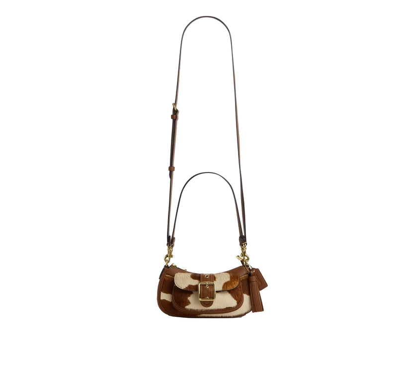 Coach Women's Ashton Mini Shoulder Bag In Haircalf With Cow Print Gold/Cow Multi