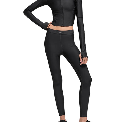 alo Women's Airlift Ignite Zip Up Jacket Black