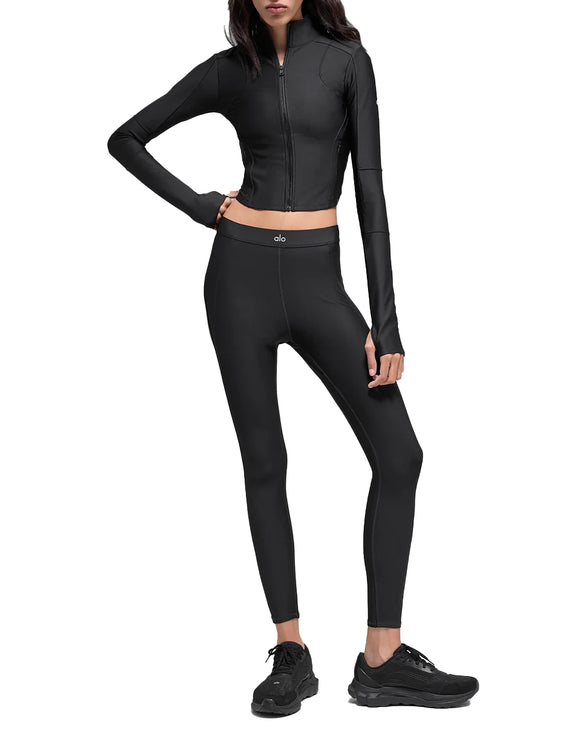 alo Women's Airlift Ignite Zip Up Jacket Black
