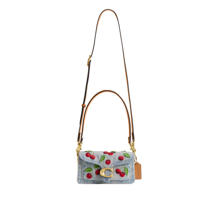 Coach Women's Tabby Shoulder Bag 20 With Cherry Embroidery Brass/Denim