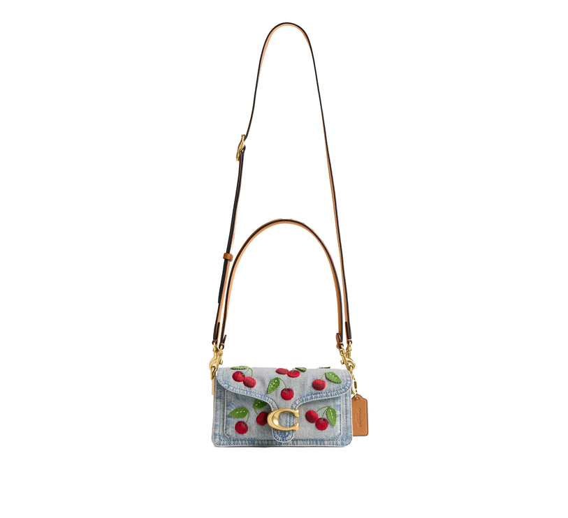 Coach Women's Tabby Shoulder Bag 20 With Cherry Embroidery Brass/Denim