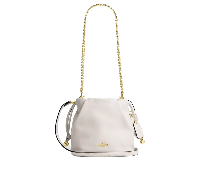 Coach Women's Faye Mini Drawstring Bag With Ruching Gold/Chalk