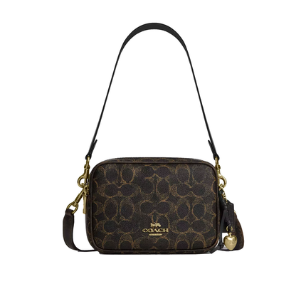 Coach Women's Mini Carey Crossbody Bag In Loved Signature Canvas Gold/Brown