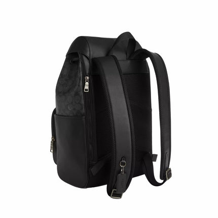 Coach Unisex Racer Backpack In Signature Gunmetal/Charcoal/Black