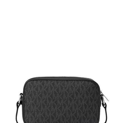 Michael Kors Women's Jet Set Travel Small Signature Logo Camera Crossbody Bag Black/Silver