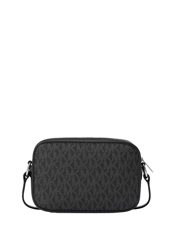 Michael Kors Women's Jet Set Travel Small Signature Logo Camera Crossbody Bag Black/Silver