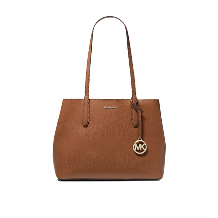 Michael Kors Women's Avalon Medium Pebbled Leather Tote Bag Luggage/Gold