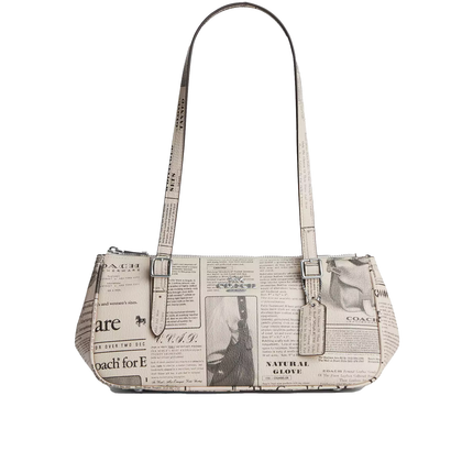 Coach Women's Asher Shoulder Bag With Newspaper Print Silver/Chalk Multi