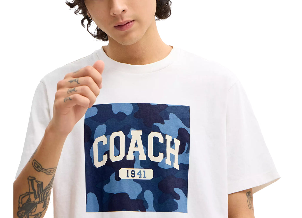 Coach Men's Camo Square Classic T-Shirt Vintage Ivory