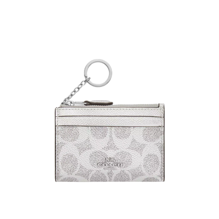 Coach Women's Mini Skinny Id Case In Signature Canvas Silver/Gray/Silver
