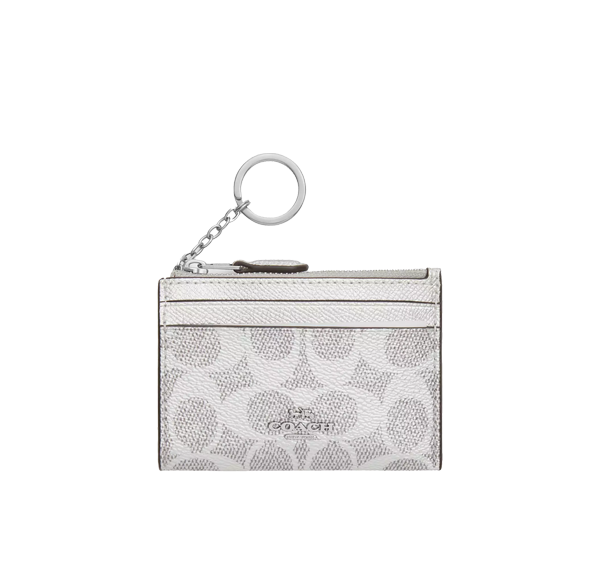 Coach Women's Mini Skinny Id Case In Signature Canvas Silver/Gray/Silver