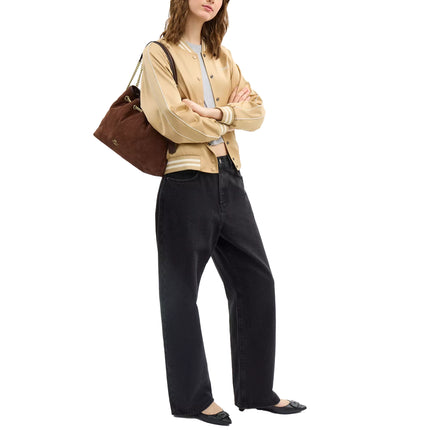 Coach Women's Evelyn Shoulder Bag With Quilting Suede/Gold