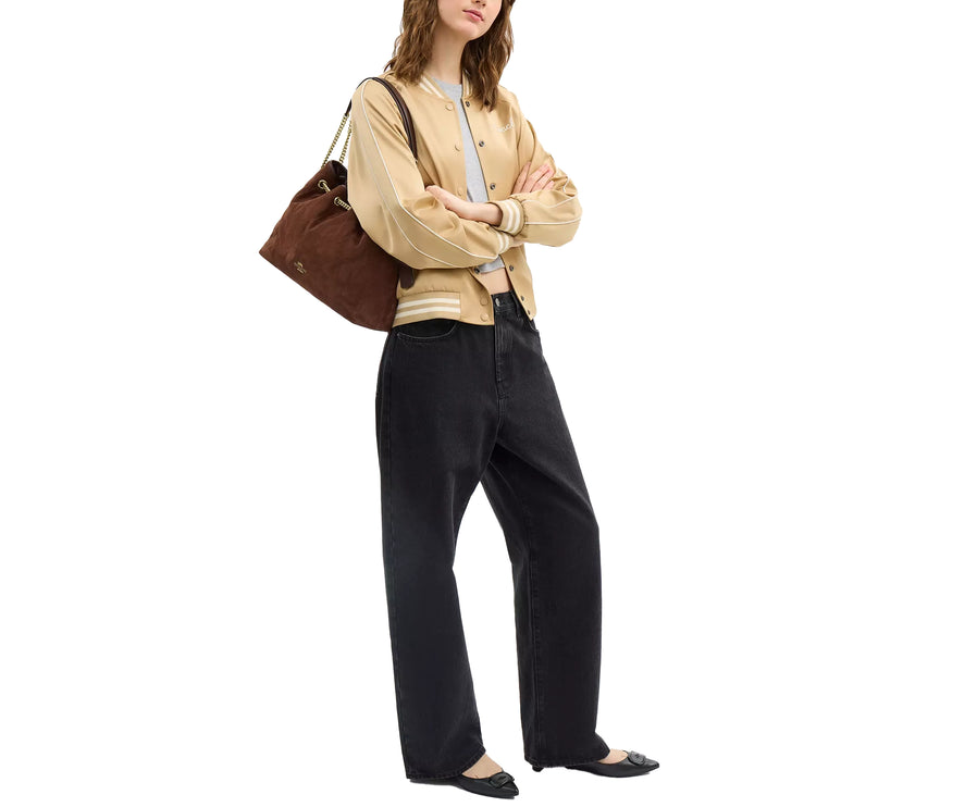 Coach Women's Evelyn Shoulder Bag With Quilting Suede/Gold