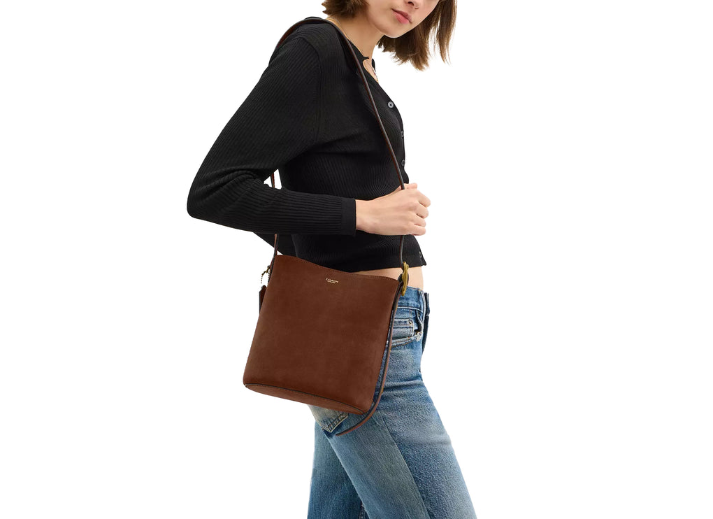 Coach Women's Bleecker Bucket Bag 21 Suede/Brass