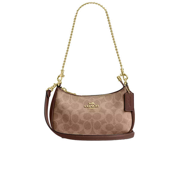 Coach Women's Teri Mini Crossbody Bag In Signature Canvas Gold/Tan/Brown