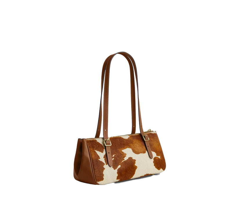 Coach Women's Asher Shoulder Bag In Haircalf With Cow Print Gold/Cow Multi