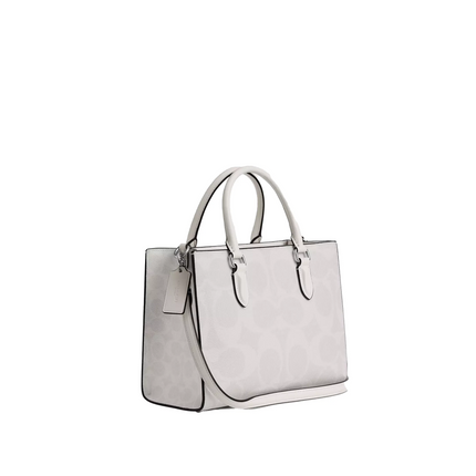 Coach Women's Maggie Small Tote Bag In Signature Canvas Silver/White/Chalk