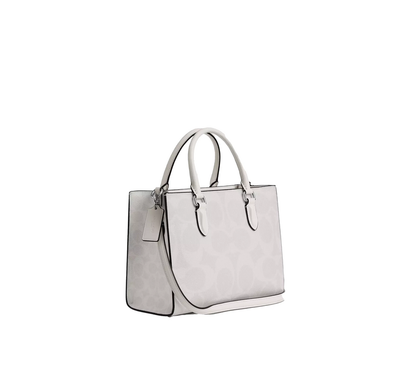 Coach Women's Maggie Small Tote Bag In Signature Canvas Silver/White/Chalk