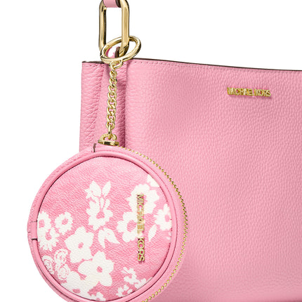 Michael Kors Women's Trisha Pebbled Leather Crossbody Bag With Printed Signature Logo Pouch Carnation/Gold