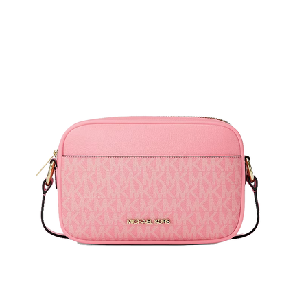 Michael Kors Women's Jet Set Small Signature Logo Camera Crossbody Bag Carnation
