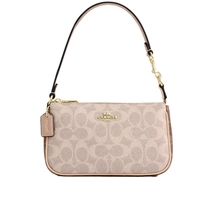Coach Women's Nolita 19 In Blocked Signature Canvas Gold/Sand/Tan