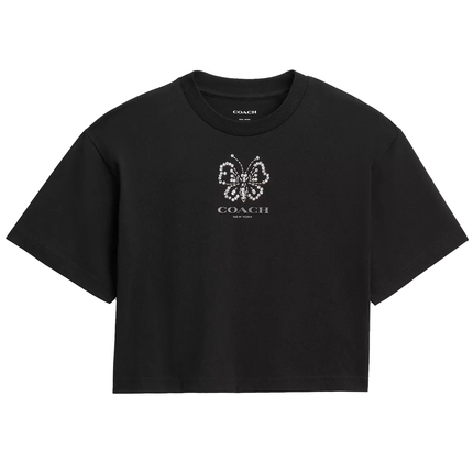 Coach Women's Butterfly Cropped T-Shirt Black