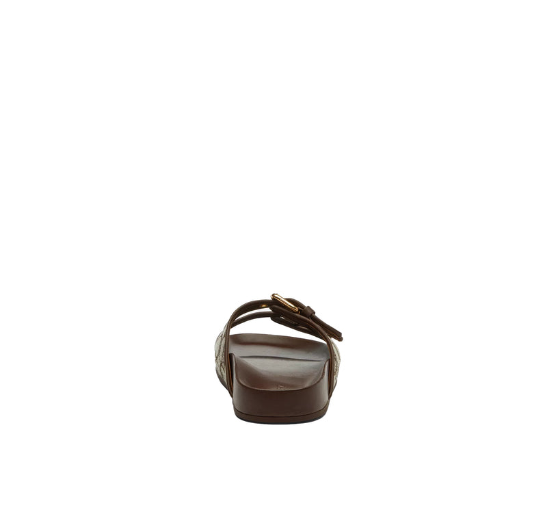 Coach Women's Two Band Buckle Sandal In Signature Jacquard Oak/Maple