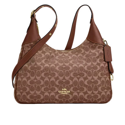 Coach Women's Ella Shoulder Bag In Signature Chenille Gold/Light Khaki/Vintage Brown