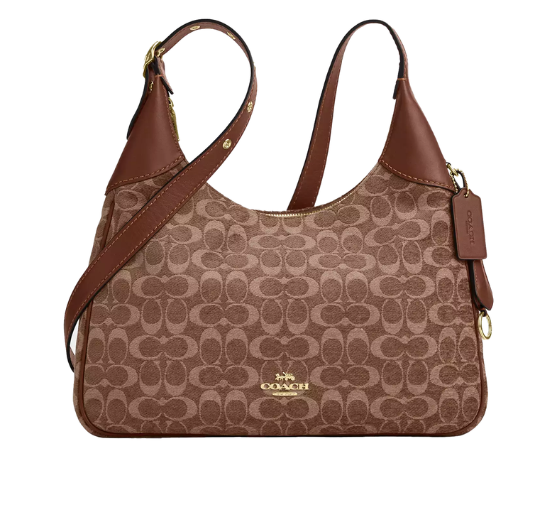 Coach Women's Ella Shoulder Bag In Signature Chenille Gold/Light Khaki/Vintage Brown