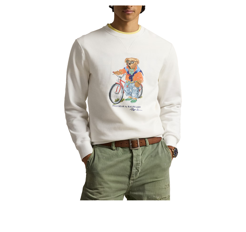 Polo Ralph Lauren Men's Polo Bear Fleece Sweatshirt White Summer Bear
