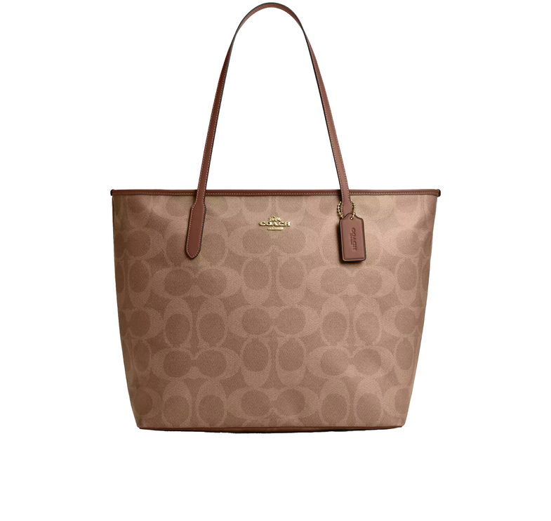 Coach Women's Large City Tote Bag In Maxi Signature Canvas Gold/Tan/Brown