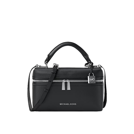 Michael Kors Women's Jana Extra-Small Leather Crossbody Bag Black/Silver