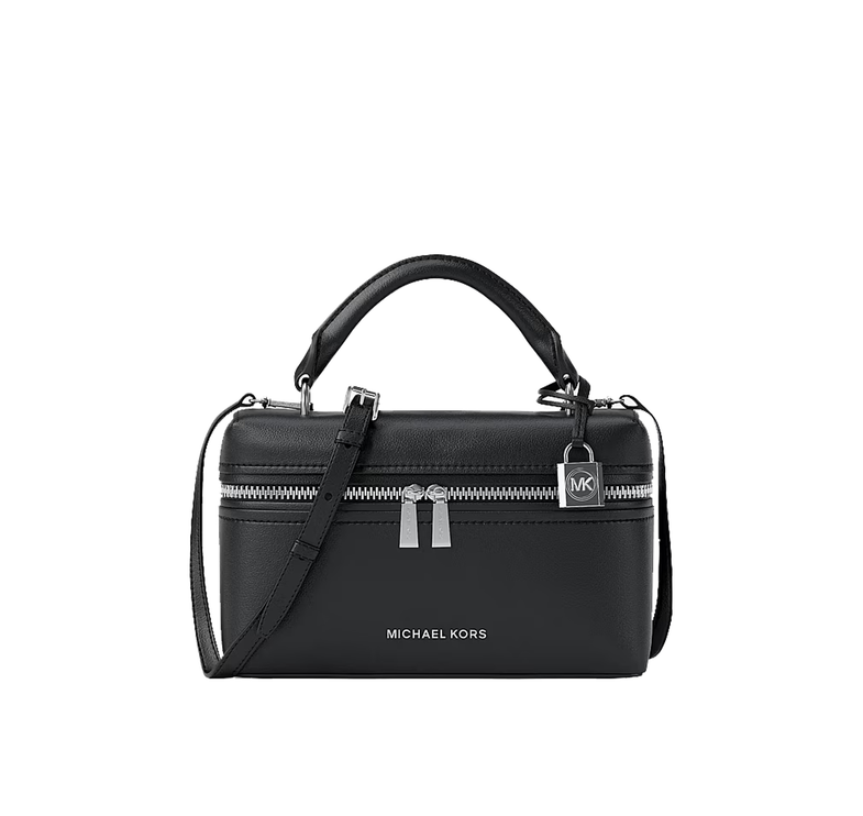 Michael Kors Women's Jana Extra-Small Leather Crossbody Bag Black/Silver