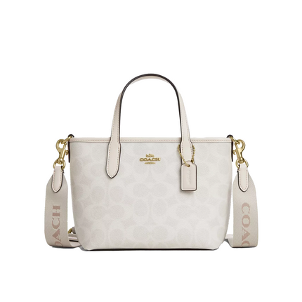 Coach Women's City Mini Tote Bag In Signature Canvas Gold/White/Chalk