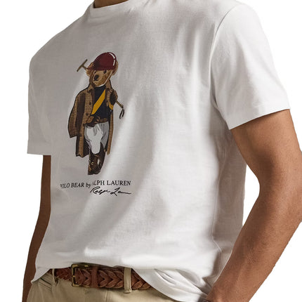 Polo Ralph Lauren Men's Classic Fit Polo Bear Jersey T-Shirt White Society Bear
