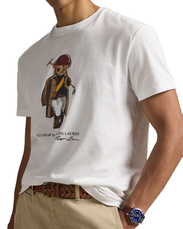 Polo Ralph Lauren Men's Classic Fit Polo Bear Jersey T-Shirt White Society Bear
