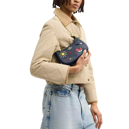 Coach Women's Teri Mini Crossbody Bag With Embroidery Gold/Dark Denim