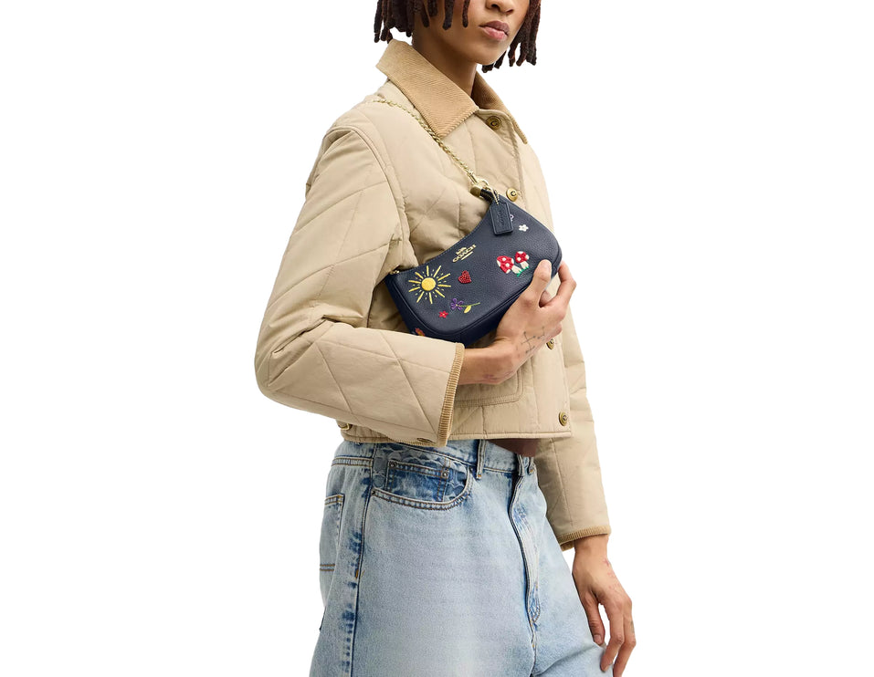 Coach Women's Teri Mini Crossbody Bag With Embroidery Gold/Dark Denim