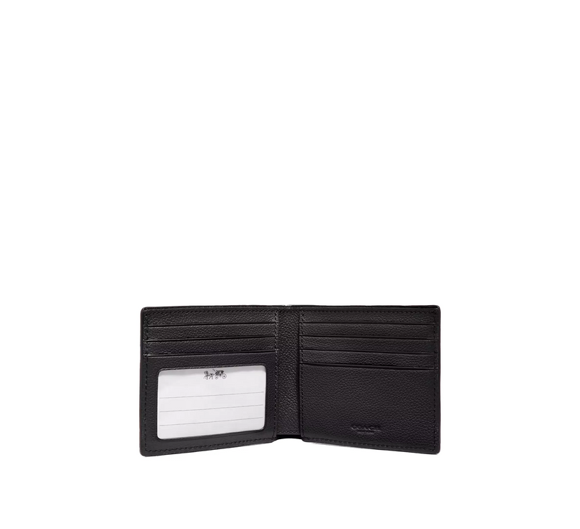 Coach Men's Id Billfold Wallet Black Antique Nickel/Black