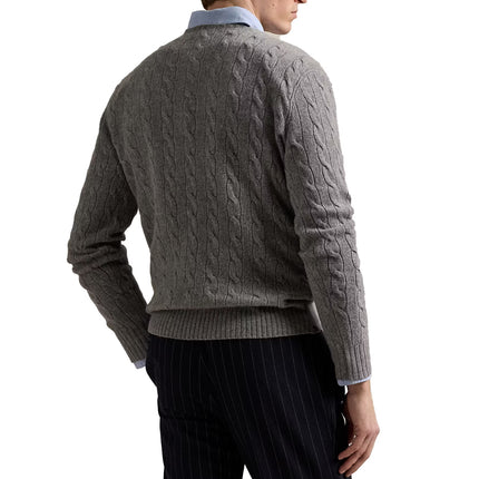 Polo Ralph Lauren Men's Cable-Knit Wool-Cashmere Sweater Fawn Grey Heather