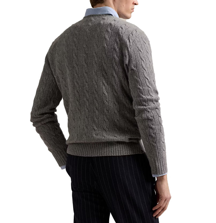 Polo Ralph Lauren Men's Cable-Knit Wool-Cashmere Sweater Fawn Grey Heather