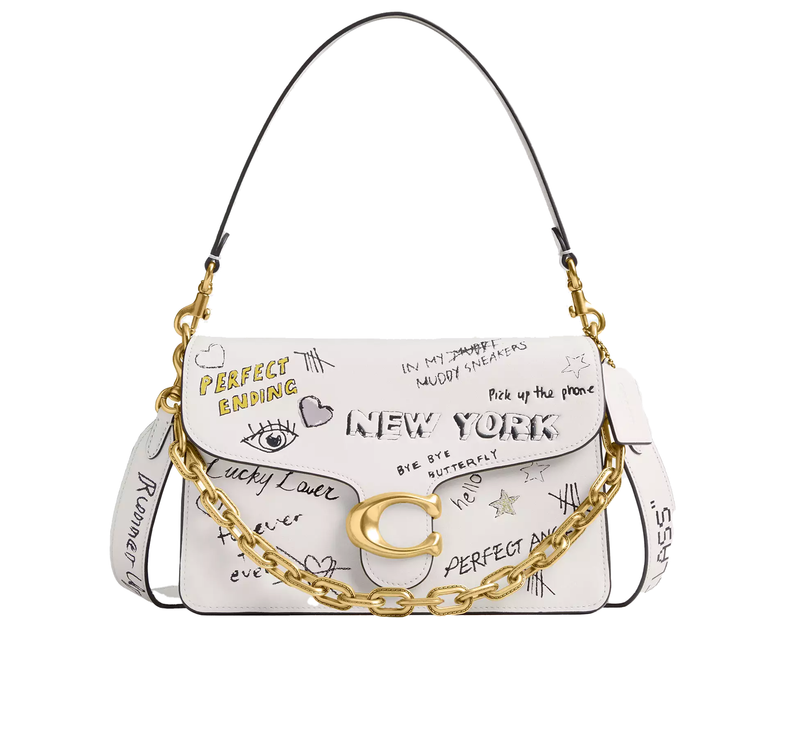 Coach Women's Chain Tabby Shoulder Bag With Sketch Print Brass/Chalk Multi