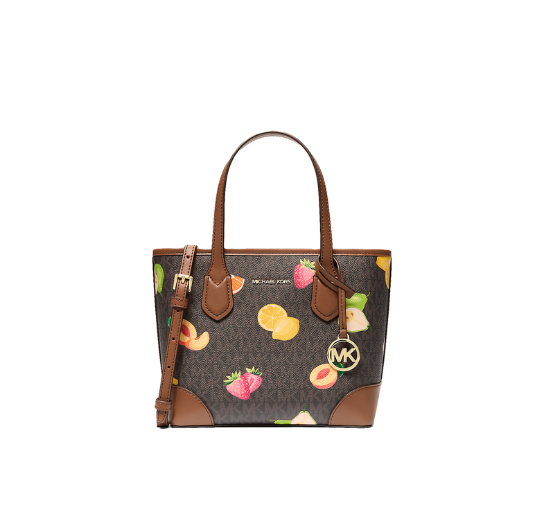 Michael Kors Women's Eva Extra-Small Printed Signature Logo Convertible Tote Bag Brown/Gold