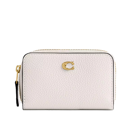Coach Women's Essential Small Zip Around Card Case Brass/Chalk