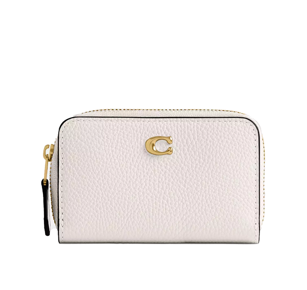 Coach Women's Essential Small Zip Around Card Case Brass/Chalk