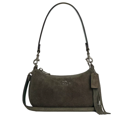 Coach Women's Teri Mini Crossbody Bag Suede/Gunmetal/Army Green
