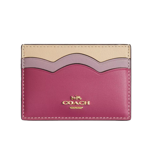 Coach Women's Petal Card Case Gold/Light Raspberry Multi