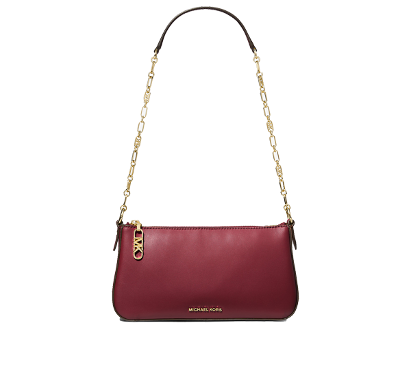 Michael Kors Women's Empire Medium Leather Chain-Link Pochette Deep Red