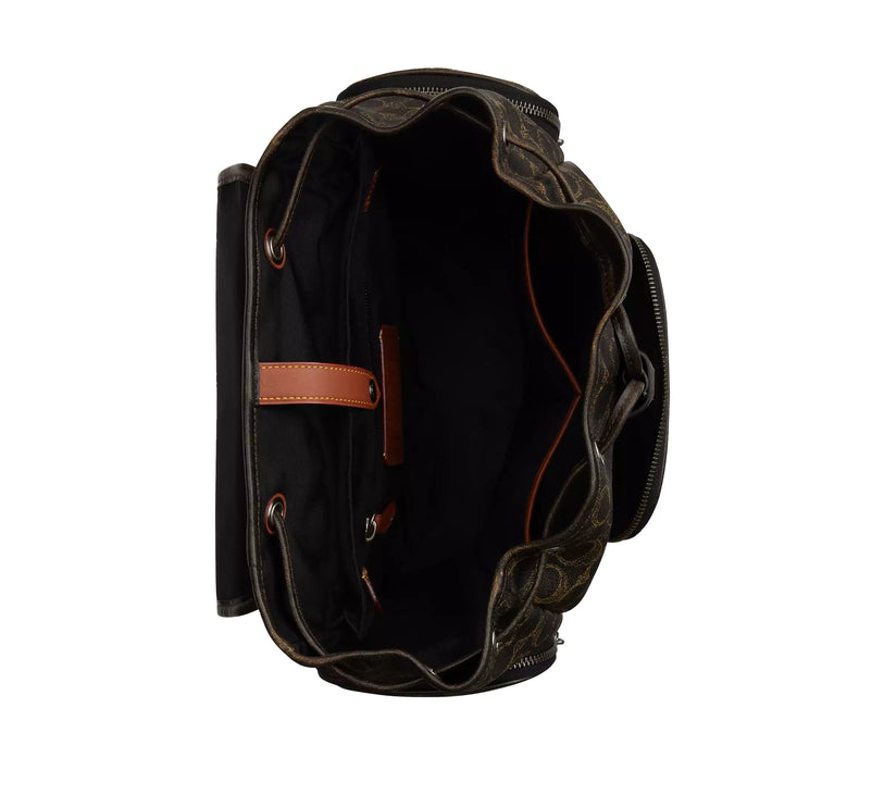 Coach Unisex Finn Backpack In Loved Signature Canvas Gunmetal/Brown