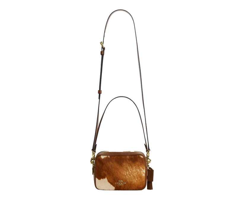 Coach Women's Mini Carey Crossbody Bag In Haircalf With Cow Print Gold/Cow Multi